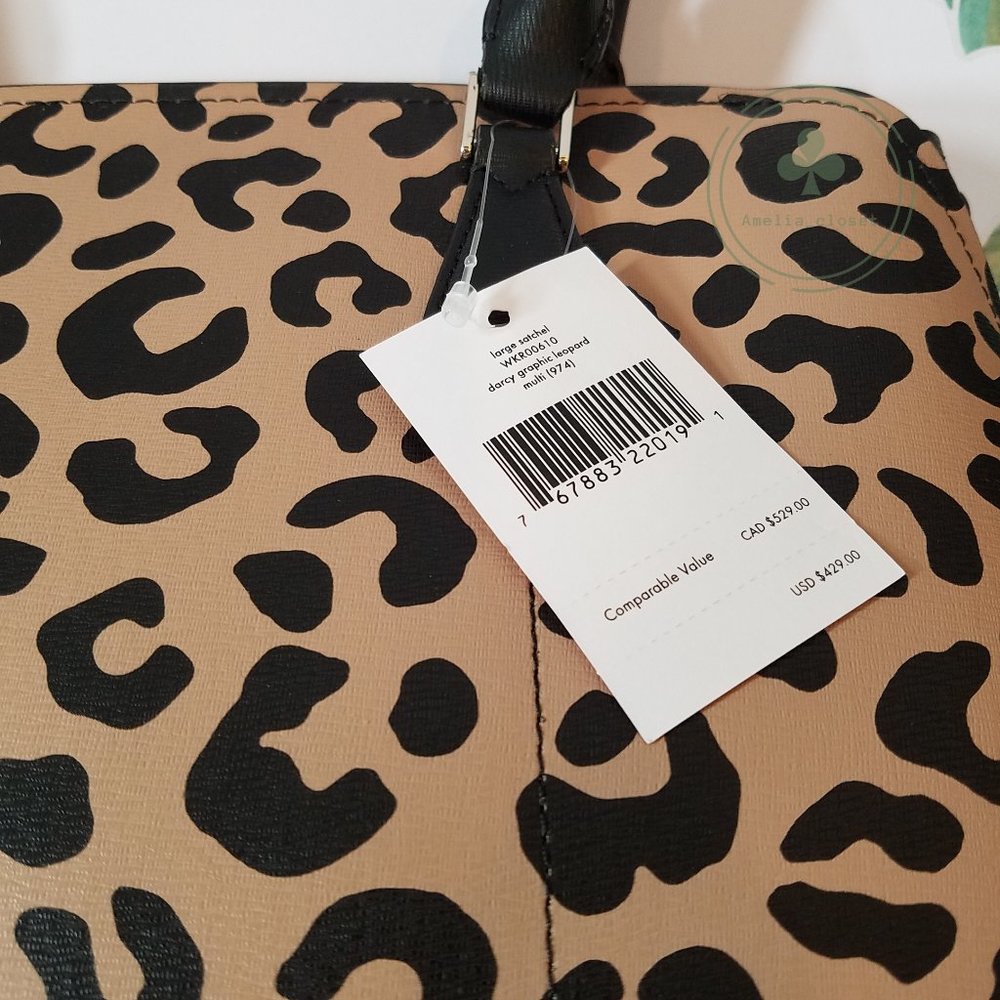 Kate Spade Darcy Leopard Cheetah Large Satchel NWT Gift Holiday Valentine Day - Picture 3 of 10